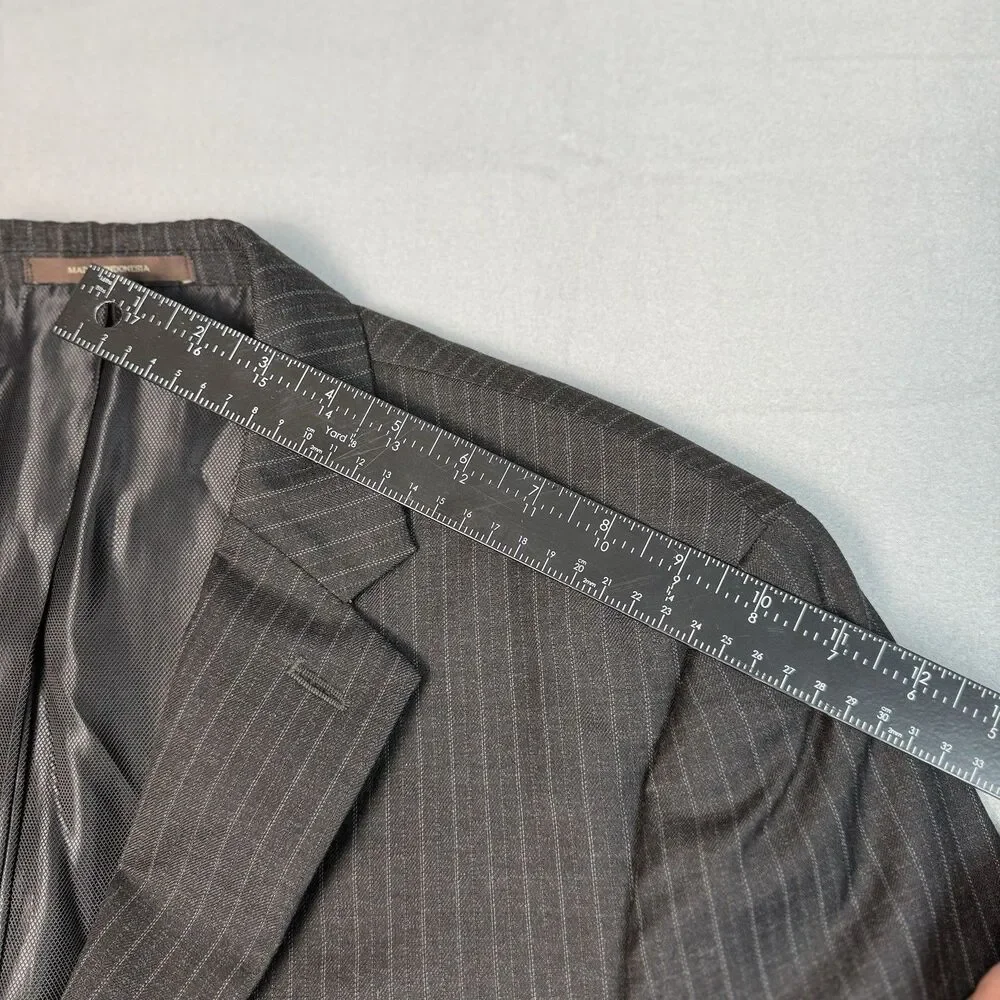 Tasso Elba Mens Black Striped Sport Coat Suit Jacket Blazer Size‎ S42 - 90% Wool